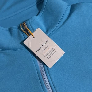 Peter Millar Men's Small Quarter Zip Caribbean Blue Perth Melange Golf Pullover - Picture 1 of 7