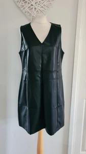 Ladies Womens BNWT TU Black Faux Leather Shift Dress Size 14 - Picture 1 of 5