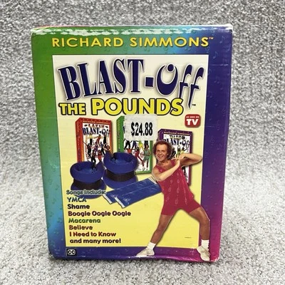 RICHARD SIMMONS Blast Off The Pounds 3 VHS & Weights Set Disco/Latin/Mega Mix - Image 1 of 4