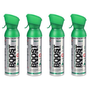 Boost Oxygen 5 Liter Canned Oxygen Bottle with Mouthpiece, Natural (4 Pack)