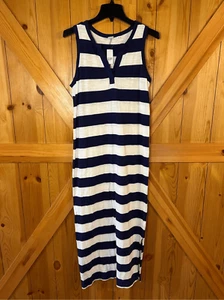Maxi abito smanicato Gap in modal-cotone blu navy a righe taglia XS nuovo con etichetta (8077) - Foto 1 di 9