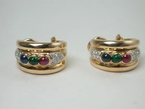 hochwertige Designer Farbstein / Brillant  Ohrringe  massiv Gold 750 - Bild 1 von 12