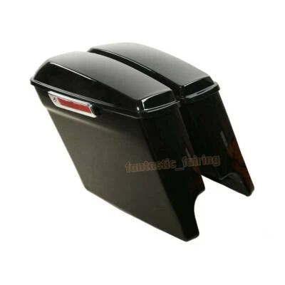 Vivid Black 4.5" Stretched Extended Hard Saddlebags For Harley Touring 2014-2024 Foto 1 de 4