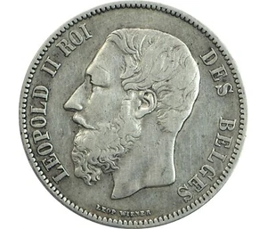 5 Francs BELGIQUE 1871 Léopold II - Picture 1 of 2