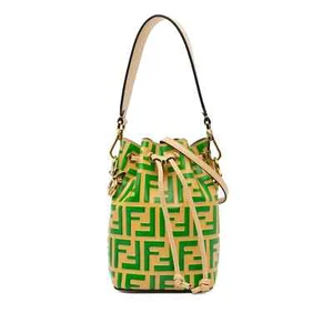 FENDI- Mini Zucca Mon Tresor Embossed Leather Bucket Bag - Picture 1 of 6