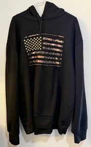 Buffalo Outdoors American Flag Black Hunting Hooded Sweatshirt Hoodie Size 2XL - Picture 1 of 4