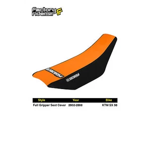 2002-2008 KTM SX 50 Seat Cover Gripper by Enjoy Mfg BLACK SIDES / ORANGE TOP #86 - Picture 1 of 3