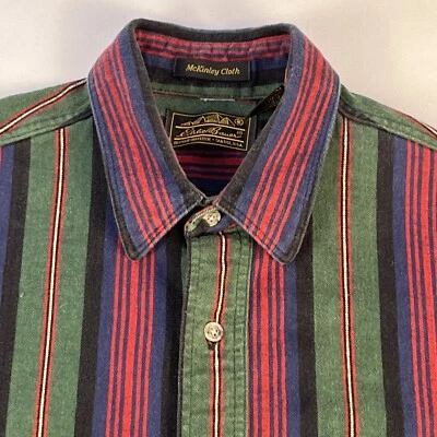 Vtg Eddie Bauer McKinley Cloth Flannel Shirt Sz M Button Up Striped Made in USA - Image 1 of 4