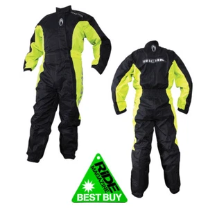 Richa Typhoon One Piece Rain Overall Suit Waterproof Motorcycle Black/Yellow - Picture 1 of 4