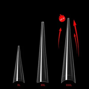 XL~XXXL False Nail Tips C Curve Stiletto Half Cover Fake Nails Finge 300/500Pcs - Picture 1 of 19