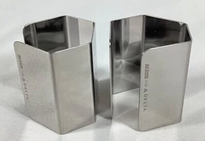 Alessi für Delta Airlines Chrom Serviettenringe Fünfeck geometrisch 2er Set Neu in Verpackung - Bild 1 von 5