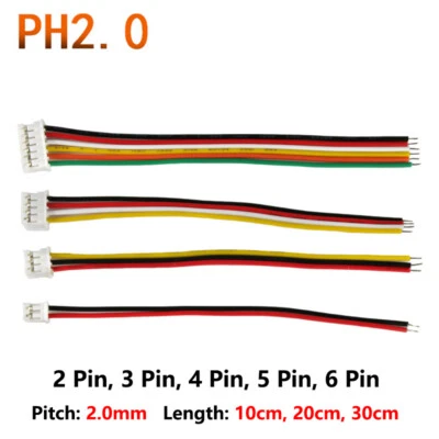 2/3/4/5/6 Pin JST PH 2.0mm Male Connector Plug Terminal Wires Cable 10,20,30CM - Image 1 of 4