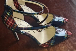 Jessica Simpson adrette karierte Riemchen-Stiletto-Heels Größe 7,5 - Bild 1 von 6