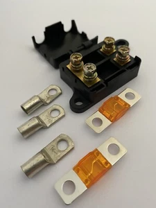 Double Midi Fuse Holder Twin +2x 30A Fuses +3x 16-6 Lugs BCDC Ctek RedArc 6 b&s - Picture 1 of 12