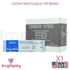 Hojas de bisturí dental - 100 piezas de acero al carbono estériles empaquetadas individualmente - Imagen 1 de 6