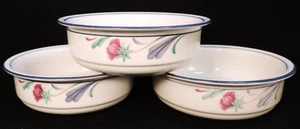 3 LENOX CHINASTONE POPPIES ON BLUE CEREAL BOWLS 6 1/4" - Picture 1 of 4