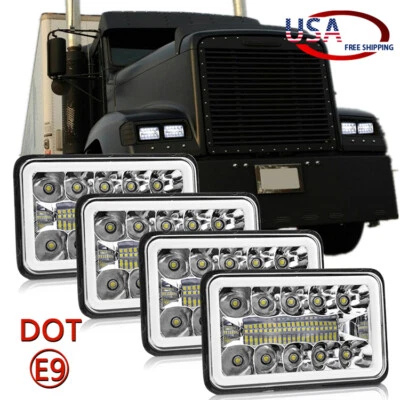 4X6" Sealed Amber LED Headlights For Freightliner Classic FLD120 XL Semi Truck - Image 1 of 4