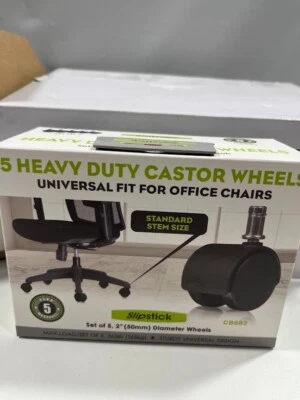 Slipstick CB682 2" Universal Heavy Duty Replacement Office Chair Wheels 5 Pack
