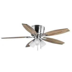 Sidlow 52 in. Indoor LED Brushed Nickel Hugger Dry Rated Ceiling Fan with 5 Quic - Picture 1 of 8