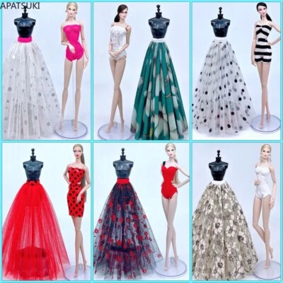 2pcs/set bunten Sommer Strand Badeanzug & langen Rock für Barbie-Puppe Kleidung