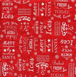 Chalkboard Words Red Yule Tide Cheer Quilt Sew Fabric STUDIO E - Picture 1 of 1