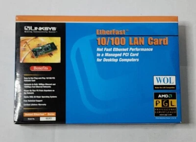 LINSKYS ETHERFAST 10/100 LAN CARD NETWORK INTERFACE WINDOWS LNE100TX V5.1 NEW #A - Image 1 of 4