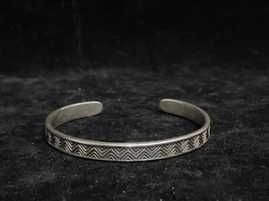 Seth Brown Taos Silver Navajo Cuff Bracelet Bangle Geometric Hammered JB6 - Picture 1 of 11