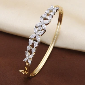 Brazalete abierto floral de diamantes de circonita cúbica para mujer - talla 2,4 - Imagen 1 de 7