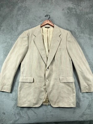 Blazer Abrigo Deportivo Para Hombres 46 De Colección Años 80 EE. UU. Kuppeheimer Beige Rayas Pecho Único Foto 1 de 4