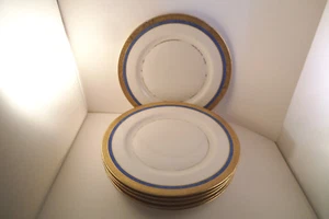 Set 6 piatti da pranzo vintage Theodore Haviland blu cobalto e oro New York - Foto 1 di 11