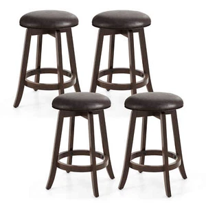 24" Counter Height Stools Set of 4 with 360° Swivel Round Seat & Footrest - Picture 1 of 8