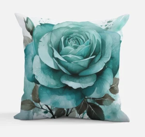 Beautiful Rose Throw Pillow Cushion. 9 colors 12x12" 16x16" 24x24" Polyester New - Picture 1 of 11