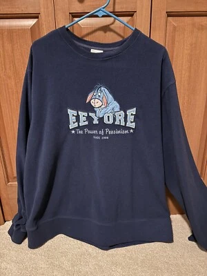 Vintage Disney Store Exclusive Sz Xl Eeyore Blue Fleece Sweatshirt Foto 1 de 3