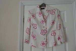 Vintage Rowlands Ladies Lined Linen embroidered Jacket size 14 - Picture 1 of 2