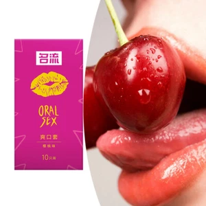 10Pcs Blowjob Condom Cherry Flavor Natural Oral Sex Products Ultra Thin Condoms - Picture 1 of 11