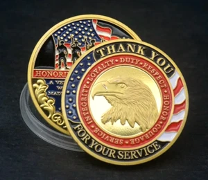 Thank You for Your Service Veteran SILVER & GOLD 2 COINS (SHIPS FROM USA) - Picture 1 of 2