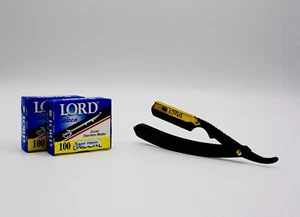 200 Lord Super Stainless Saloon Single Edge Razor Blade +LOTUS Black metal razor - Picture 1 of 2