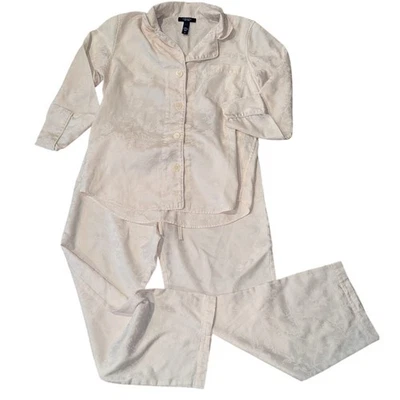 Conjunto de Pijama Chaps De Colección Talla Pequeña Mezcla de Algodón Crema Floral Manga Larga Foto 1 de 4