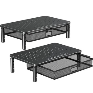 2 Pack Monitor Stand Riser with Drawer, 3 Height Adjustable with Larger Stora... - Picture 1 of 8