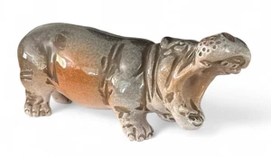Vintage Italian Pottery Hippopotamus Hippo Figurine Made in Italy - Picture 1 of 18