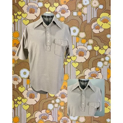 Camisa Polo Informal Elástica Vintage Años 70 Donegal Never-Press Poliéster Arcilla XL Foto 1 de 4