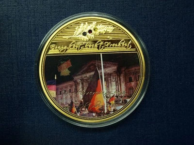 Medaille Gigant Wiedervereinigung 1990, Farbdruck + Swarowski PP (M5453 - Bild 1 von 2
