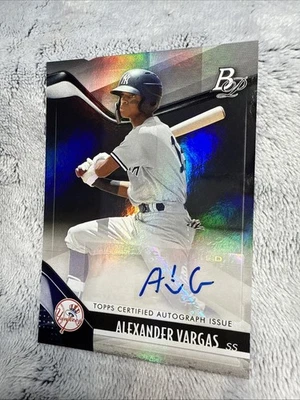2021 Bowman Platinum Baseball # TOP-54 Alexander Vargas Autograph SP  - Image 1 of 2