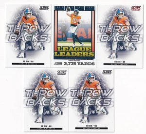 (5) Bo Nix 2025 SCORE LEAGUE LEADERS + THROWBACKS RED FOIL + INSERT LOT BRONCOS - Picture 1 of 1
