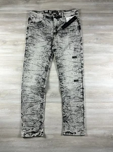 Pantalones de mezclilla WT02 para hombre 34 x 30 blanco y negro lavado ácido hip hop para hombre nuevos con etiquetas $46 - Imagen 1 de 11