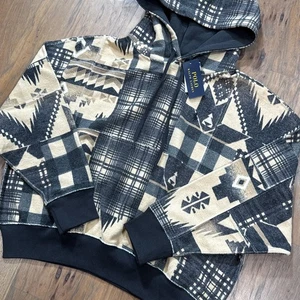 Polo Ralph Lauren Hoodie Womens M Brown Aztec Southwestern Print Cotton Pullover - Picture 1 of 11
