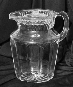 Vintage Small Pressed Glass Covered Pitcher w/ Lid Paneled Clear Depression Era - Picture 1 of 3
