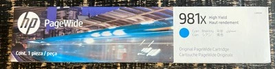 GENUINE  HP 981X LOR09A  CYAN PageWide 556 586 . EXP. FEB 2027 - Image 1 of 2