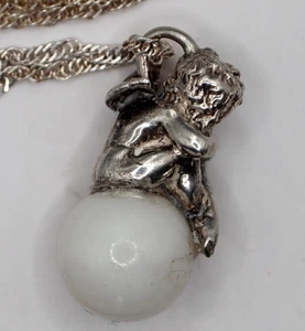 PERLEN-ENGEL-ANHÄNGER;925erSTERLINGSILBER;L3,7cm,B 1,3cm,KETTE 925, 45cm - Bild 1 von 3