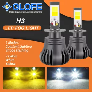 2x LED Driving Fog Light Bulbs Strobe Flashing 6000k White / 3000k Yellow H3 - Picture 1 of 7